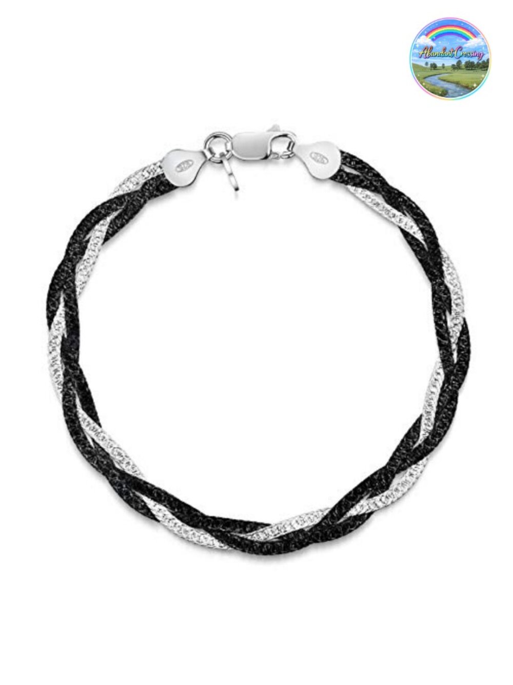 Sterling Silver Braided Herringbone Chain Bracelet Lobster Clasp Italy